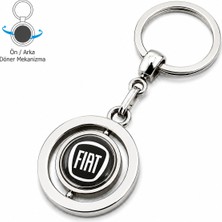 SAVEK Döner Mekanizmalı Fiat Oto Anahtarlık, Boyut 9cm x 3.5cm, Çift Yönlü Logo, Hediyelik Araba Aksesuar Spin Anahtarlık
