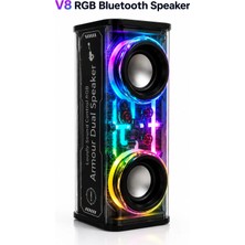V8 Rgb Bluetooth Hoparlör 13.6W Şeffaf Tasarım Taşınabilir Kablosuz Hoparlör