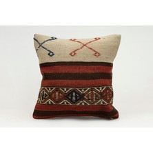 Kilim Wholesale El Yapımı Kilimden Yapılmış Vintage Kırlent Kılıfı, Yün, 40X40 cm
