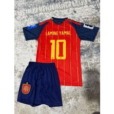 Ispanya Lamine Yamal 10 Çocuk Futbol Forması Kırmızı