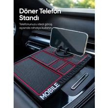 Marsilyan™- Araç Konsol Organizeri Kaydırmaz Silikon Telefon Standlı Saklama Matı