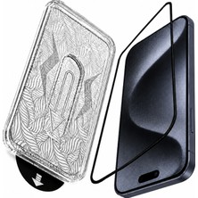 Case World Apple iPhone 15 Pro Kolay Hizalama ve Uygulama Aparatlı Tam Kaplayan Temperli Cam Ekran Koruyucu
