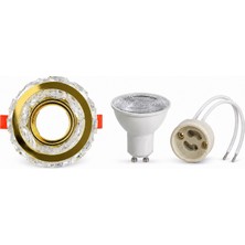 Efe Elektrik Gold Kristal Cam Spot Lamba GU10 Duylu Dekoratif Tavan Spot Armatür (Ampul Rengi Seçiniz)