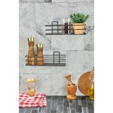 St. Morritz Baharatlık ve Banyo Düzenleyici 7,5X30 cm 2’li Siyah Raf - Baharatlık Rafı