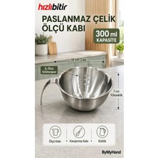 By My Hand Bymyhand Paslanmaz Çelik Ölçü Kabı Karıştırma Kabı Sütlük Süt Potu 300 ml