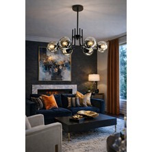 Uçar Modern Idil Beyaz Kapalı Camlıgold Kasa Altılı Avize
