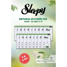 Nacario Sleepy Natural Uzun Hijyenik Ped 20 Adet 17 AL15 Öde ve 50 Li Doğal Islak Mendil