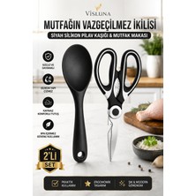 Visluna Silikon Sert Uçlu Pilav Kaşığı ve Mutfak Makası 2’li Set – Pratik Mutfak Gereçleri Seti