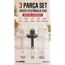 By My Hand Bymyhand Plastik Çatallı  Hazneli Yoğurt Meyve ve Sebze Musli Kabı 600 ml (Karışık Renk)