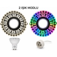 Efe Elektrik 2 Işık Modlu Kristal Cam Spot Lamba Rgb Dekoratif GU10 Armatür