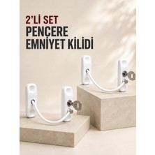 Mey İthalat Mey Ithalat® 2’li Set Pencere Güvenlik Kilidi Anahtarlı Kablolu Çocuk Emniyet Kilidi Beyaz