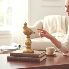 Taçlı Altın Kuş Ev Dekor Biblo