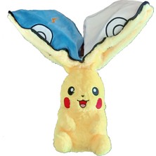 Pokemon Pikaçhu 40 cm (20+20) Fermuarlı Vantuzlu Çantalı Pelüş Pikaçu