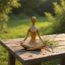 Dekoratif Yoga Yapan Kadın Modern Büst Meditasyon Heykel  Ev ,ofis Dekor Hediyelik Obje (26 x 20 Cm)