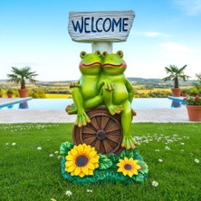 Welcome Kurbağa Biblo  Ev , Bahçe ,balkon Dekor Obje