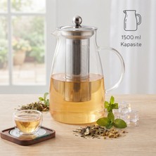 Hilera Detoks Sürahisi - 1500 ml - Paslanmaz Çelik Filtre - Cam