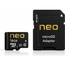 Neo Teknoloji 16 GB Hafıza Kartı Micro Sd Kart ve Adaptörü 100 Mb/s