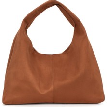 Bahels Taba Süet Kadın Shopper Omuz Çantası – Yumuşak Form Vintage Model