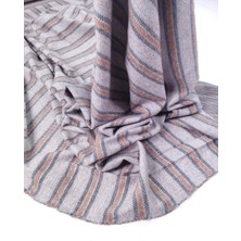 Kumaş Parça Gri Siyah Tarçın Enine Çizgili Jakarlı Örme Kumaş Hırkalık & Kazaklık 130X250CM