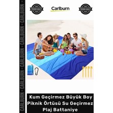 Carlburn Özel Üretim Leke Tutmaz Katlanabilir Kum Geçirmez Büyük Boy Piknik Örtüsü Su Geçirmez Plaj Battaniye