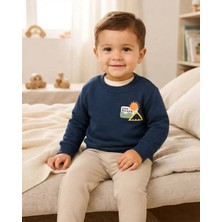 Erkek Bebek Indigo Sweatshirt Morning Temalı Yumuşak Triko Üst