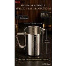 By My Hand Bymyhand Premium Paslanmaz Çelik Ölçü Kabı Karıştırma Kabı Sütlük Süt Potu Barista Ölçü Kabı 800 ml
