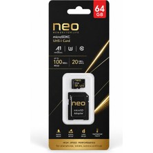 Neo Teknoloji 64 GB Hafıza Kartı Micro Sd Kart ve Adaptörü 100 Mb/s