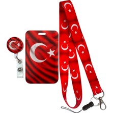 RoyalVance Türk Bayrağı Yoyo, Boyun Askı İpi ve Sürgülü Kartlık 3’lü Set