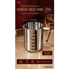 By My Hand Bymyhand Premium Paslanmaz Çelik Ölçü Kabı Karıştırma Kabı Sütlük Süt Potu Barista Ölçü Kabı 550 ml
