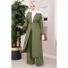 ZMR Bağcıklı Uzun Kimono Pantolon Takım Haki