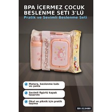 Beruflic Bpa Icerikli Sızdırmaz Matara ve Beslenme Kabi Seti - 3 Parca, Cocuk Okul Cantasi Hediyesi BX-3134