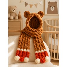 Custom Baby Çocuk  Balaklava Atkı Bere Seti Kışlık Örgü Balaklava Bere Atkı Kız &  Erkek Çocuk Atkı Sonbahar Temalı