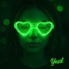 Sepetopia Yeşil LED Işıklı Kalp Gözlük – 3 Modlu Parti - Glow Gözlüğü BX40