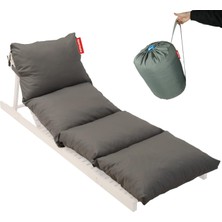 Happy Trend Xpermate Pofuduk Şezlong Minderi 180X60X12 cm Çantalı Şezlong Yatağı Su Itici Uv Dayanımlı (Antrasit)
