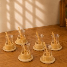 AvantajAl 18 Parça Bambu Çay Seti - 6 Çay Bardağı - Borosilikat Cam