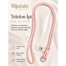 Bijutakı Pudra Pembe  Boyun Askılı Telefon Taşıma Ipi