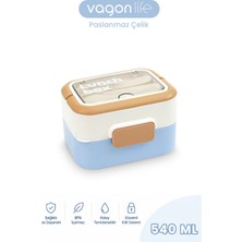 Vagonlife 540 ml 2 Kat Paslanmaz Çelik Lunch Box Yeni Nesil Sefer Tası Çatal & Kaşık FF6750-540