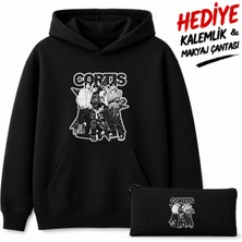 BarsDepo Cortıs Baskılı Hoodıe, %100 Pamuk Unisex Çocuk / Yetişkin Sweatshırt ( Kalemlık Hedıyelı)
