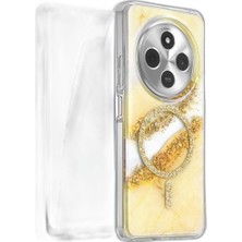 YM PAZARLAMA Onegif Redmi 14C Lotus Simli Magsafe Kapak - Gümüş