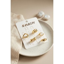 Claris Gold Renk Pirinç Bohem Yüzük Kombini BYK4262