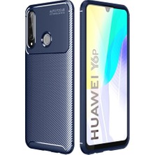 YM PAZARLAMA Huawei Y6P Kılıf Auto Focus Karbon Kapak - Lacivert