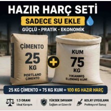 Novastone 25 kg Çimento + 75 kg Kum | 100 kg Hazır Harç Seti | 1:3 Oran | Inşaat & Tadilat
