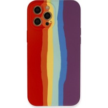 YM PAZARLAMA Iphone 12 Pro Max Kılıf Ebruli Lansman Silikon - Kırmızı-Mor