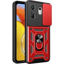 YM PAZARLAMA Infinix Zero 30 4g Kılıf Pars Lens Yüzüklü Silikon - Kırmızı