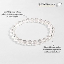 Taşmir Doğal Şeffaf Kuvars Bileklik | 8 mm Kristal Kuvars, Şifa, Dengeleme