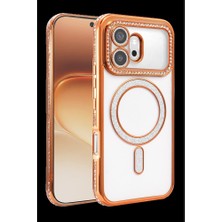 YM PAZARLAMA Huawei Honor 600 Joke Simli Magneticsafe Kılıf - Turuncu