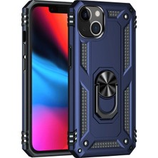 YM PAZARLAMA Iphone 14 Plus Kılıf Sofya Yüzüklü Silikon Kapak - Lacivert