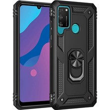 YM PAZARLAMA Huawei Y6P Kılıf Sofya Yüzüklü Silikon Kapak - Siyah