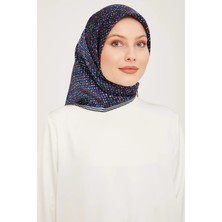 Armine Nostalji Serisi Ipek Twill Eşarp 9013D-10 Nokta Desen Lacivert