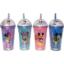 YM PAZARLAMA Sevimli Mickey Mouse Işıklı Pipetli Boncuklu Suluk & Bardak 400 ml ALK3147